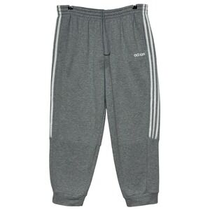 Adidas Joggers Mens XL 33x28 Gray White Striped Fleece Climalite Sweatpants